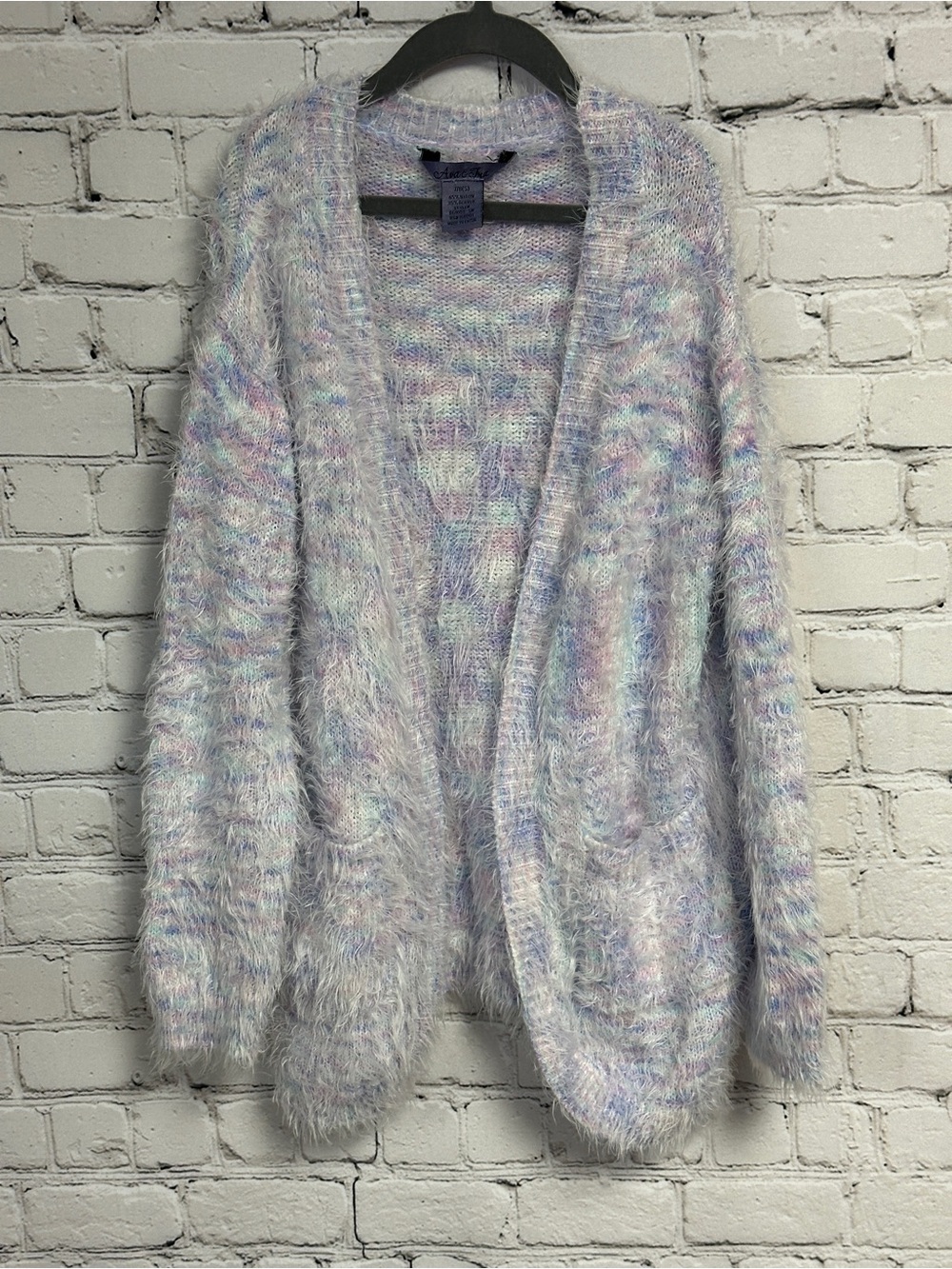 Girls' Pastel Fuzzy Open-Front Cardigan Sweater